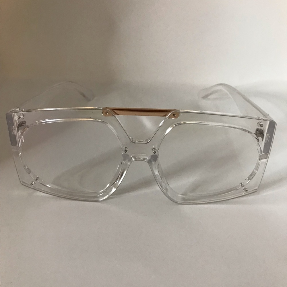 Retro Modern Geometric Oversize Clear Sunglasses
